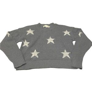 Sugar Moon Gray Star Patterned Knitted Sweater Size Medium Juniors EUC